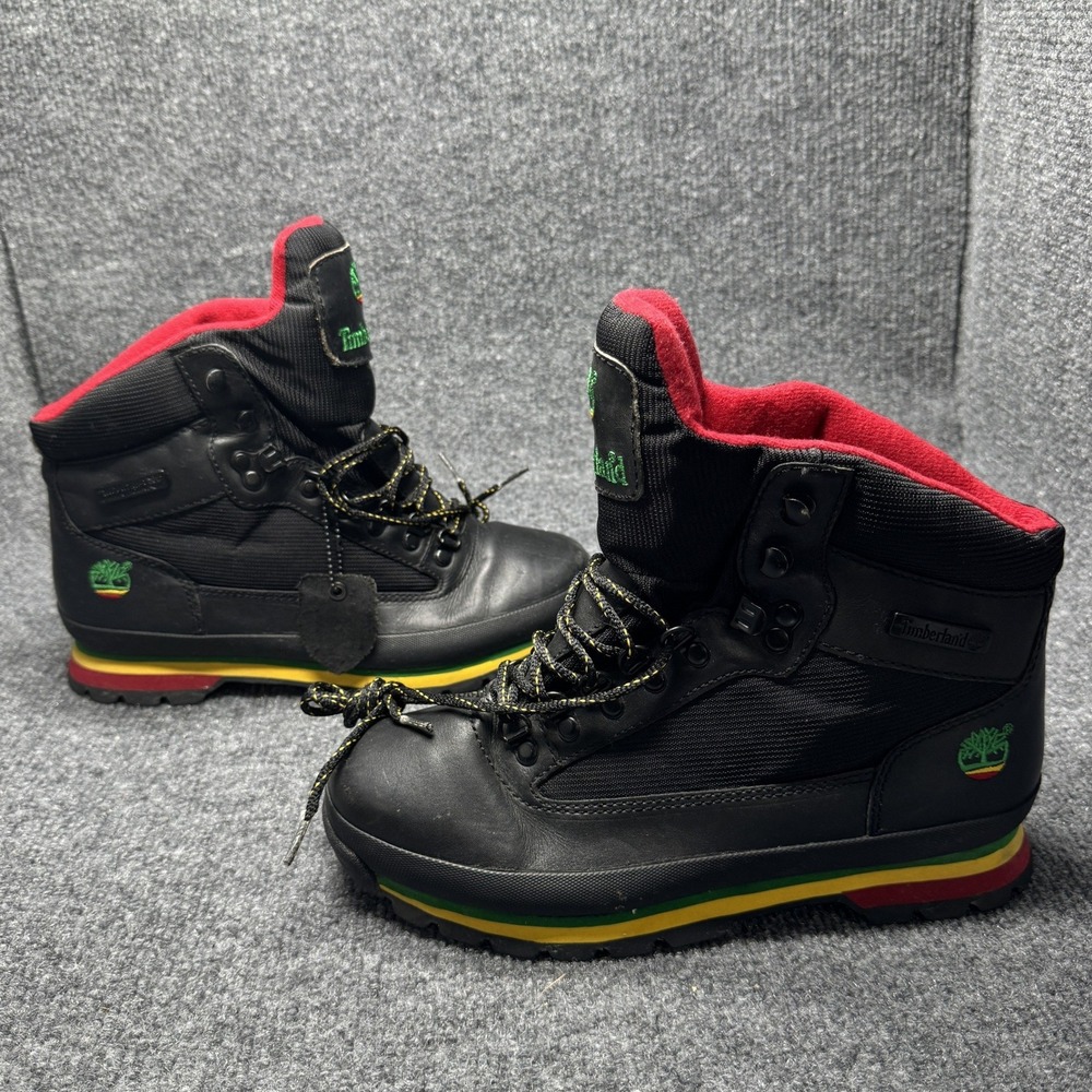 Timberland Euro Hiker Mens 8 Black Rasta Reggae Streetwear Boots 87065